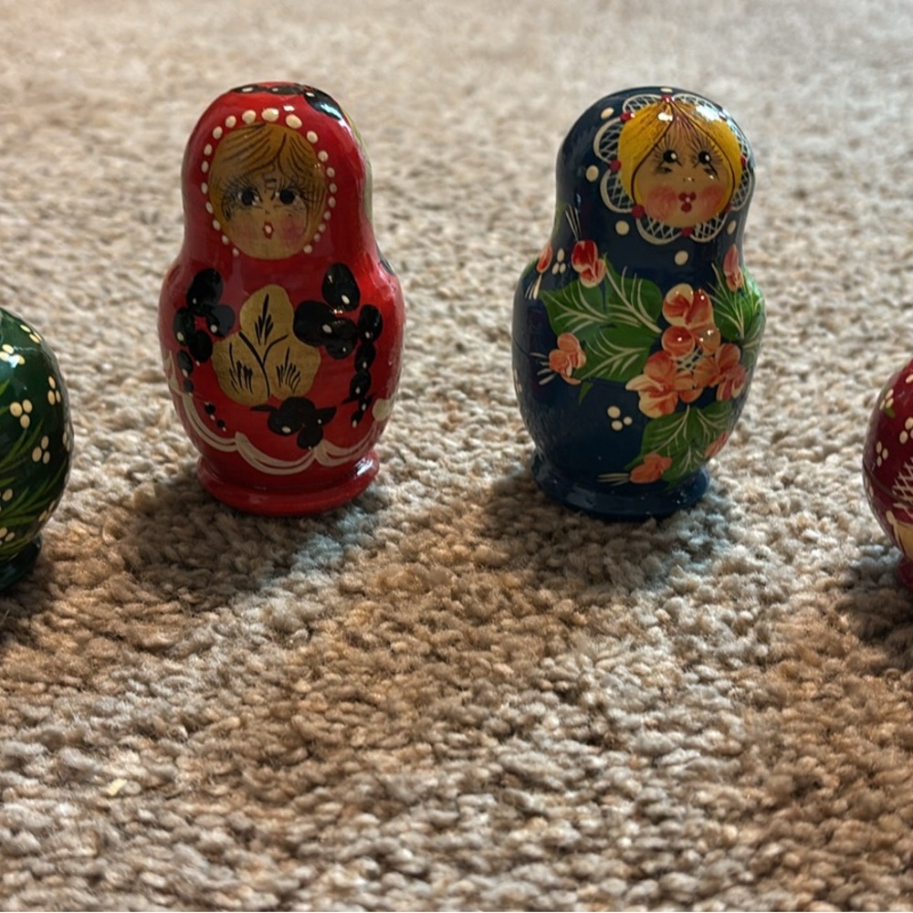 Russian Hand-Painted Wooden Nesting Dolls Set